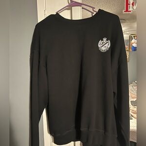 PINK Victoria's Secret Black Crewneck Sweatshirt with White Crest Logo